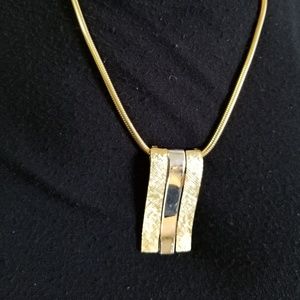 Silver stripe gold wave necklace